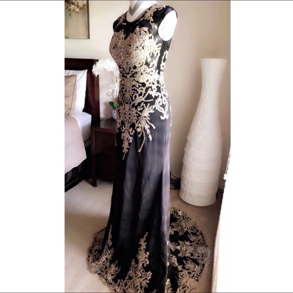 Dresses & Skirts - Stunning black and gold embellished gown